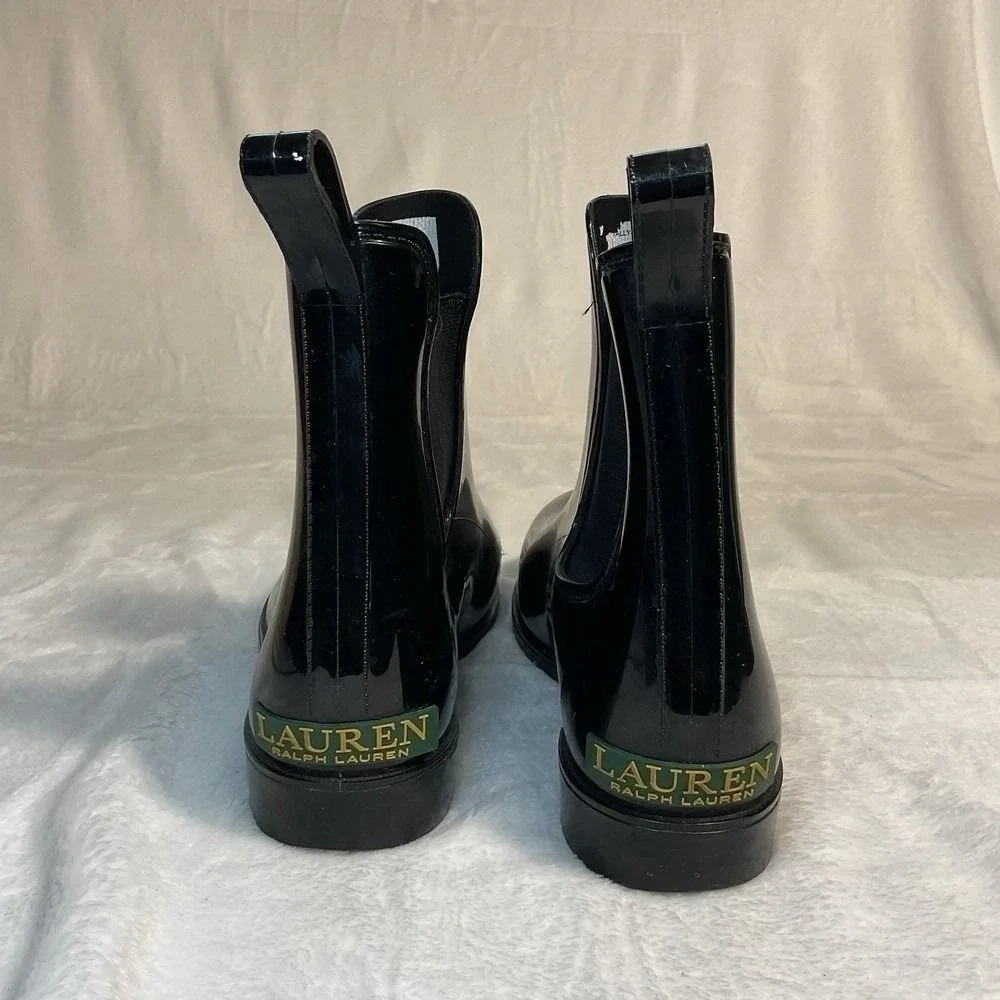 Womens size 11 Black Pull On lauren Ralph Lauren rain boot rubber waterproof